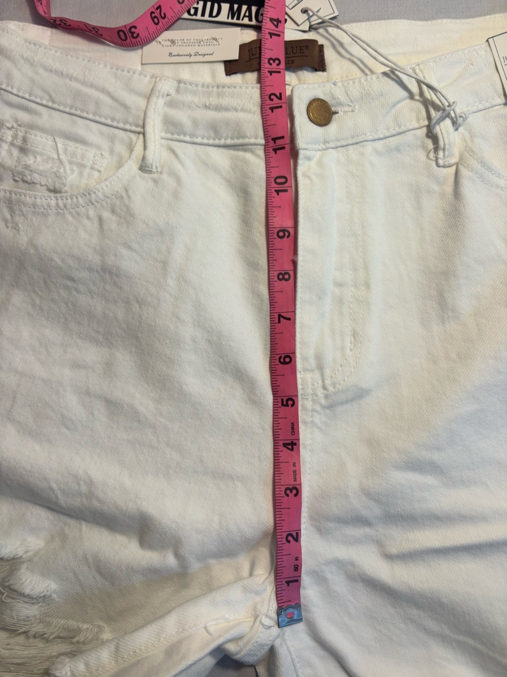Judy Blue XL White Distressed Denim Cutoff Boho Cotton Shorts New - Picture 8 of 14